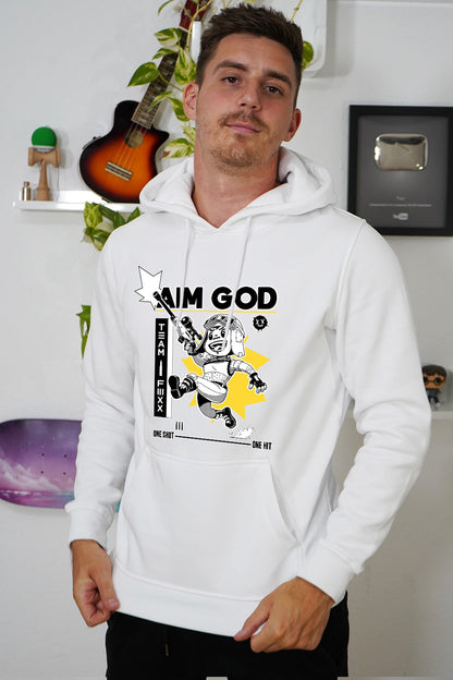 AIM GOD! - Hoodie Weiß/Schwarz