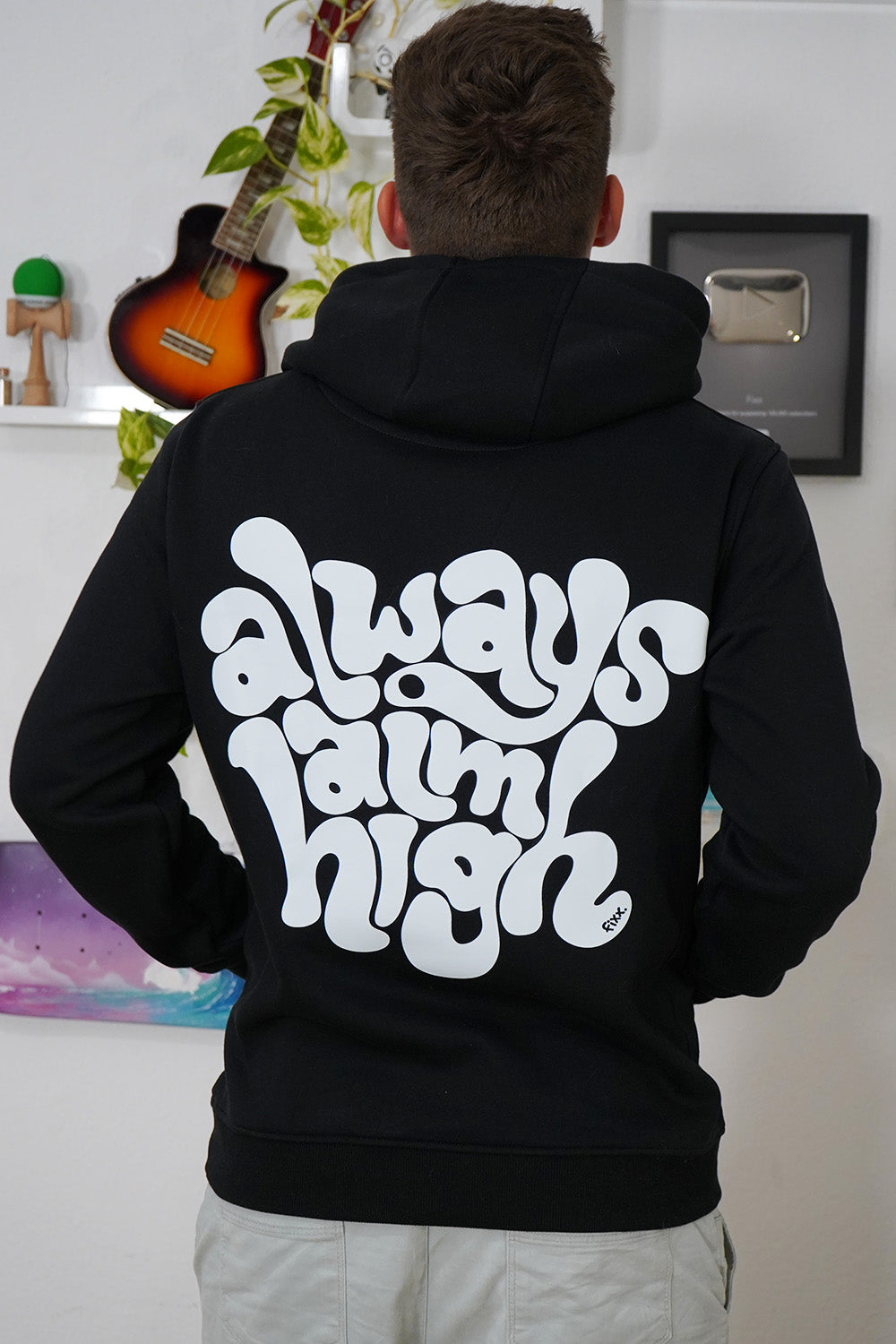 AIM HIGH! - Hoodie Schwarz/Weiß