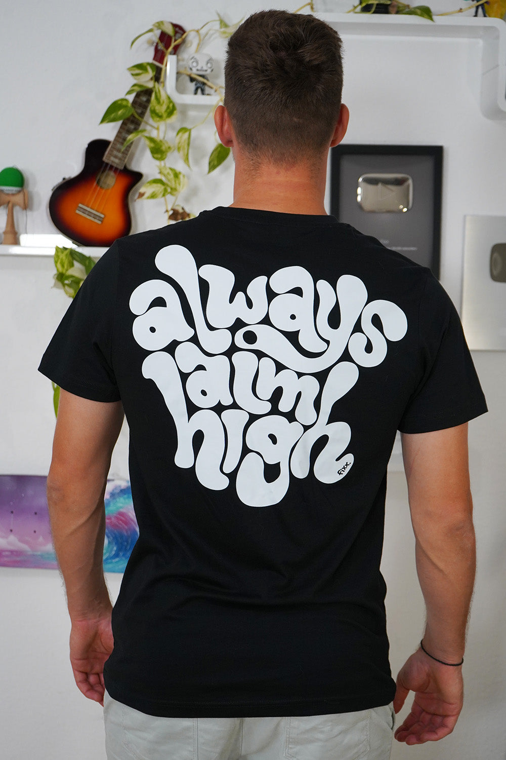 AIM HIGH! - Oversize T-Shirt Schwarz/Weiß