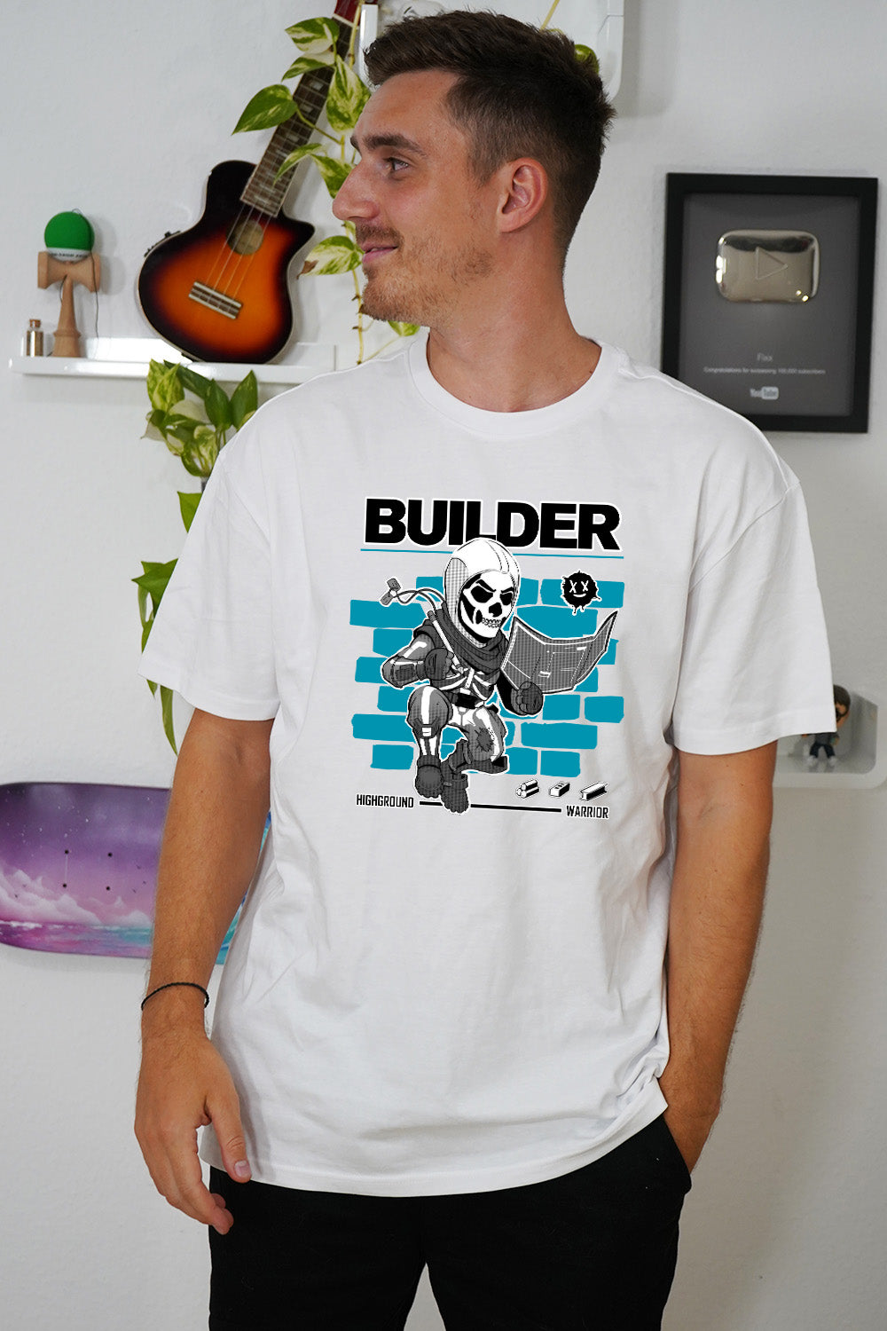 BUILDER! - Basic T-Shirt Weiß/Schwarz