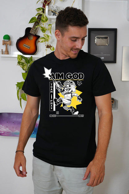 AIM GOD! - Basic T-Shirt Schwarz/Weiß